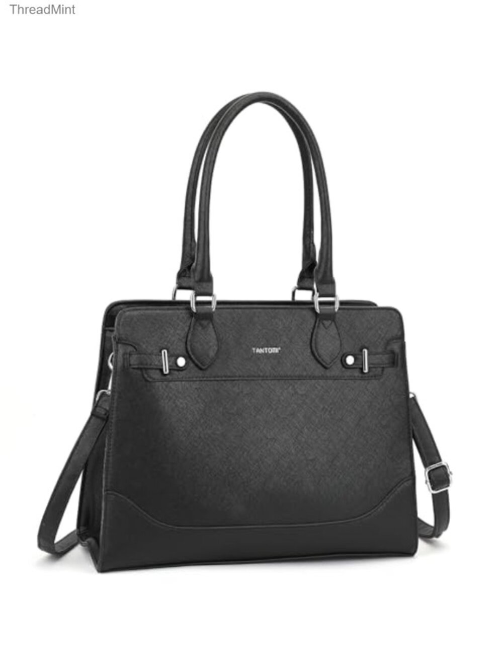 Vegan Leather Structured Tote Bag Satchel Handbag for Women, Top Handle